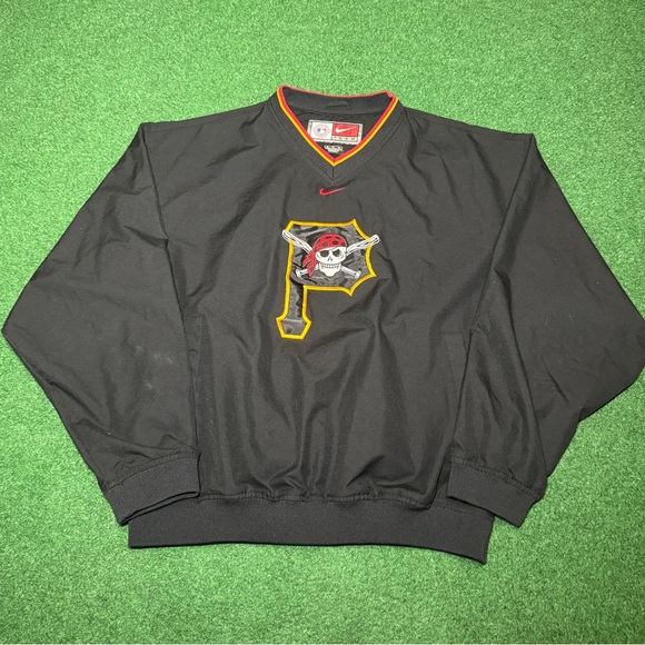 Vintage 90s Pittsburgh Pirates Skull Jacket Nike Pullover Windbreaker (Medium)